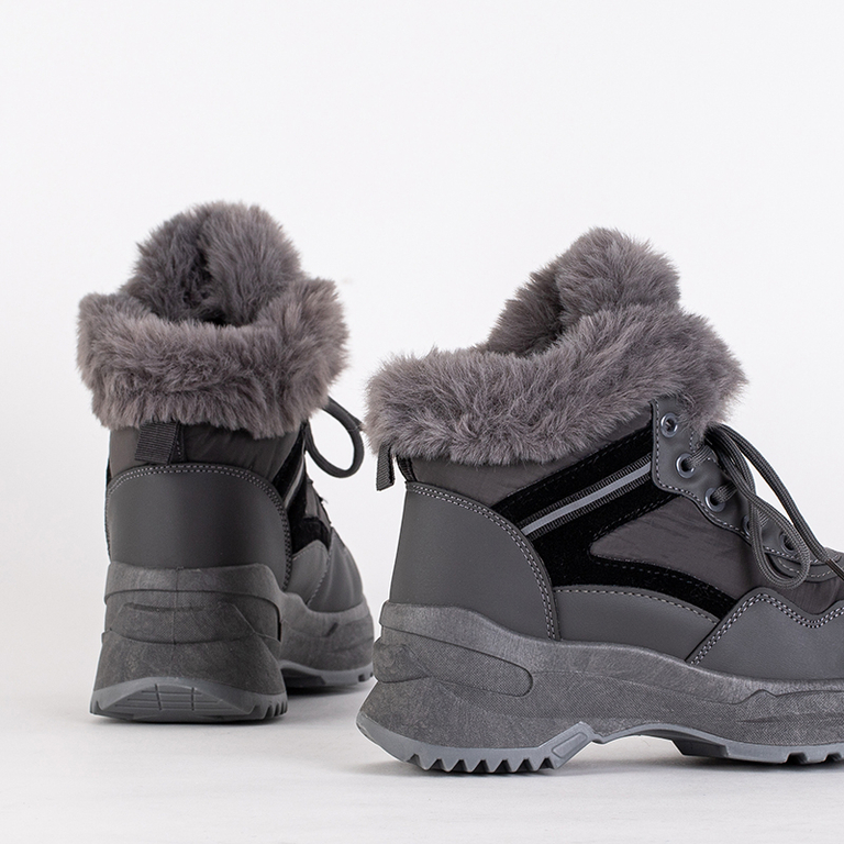 Серые женские утепленные ботинки Qert