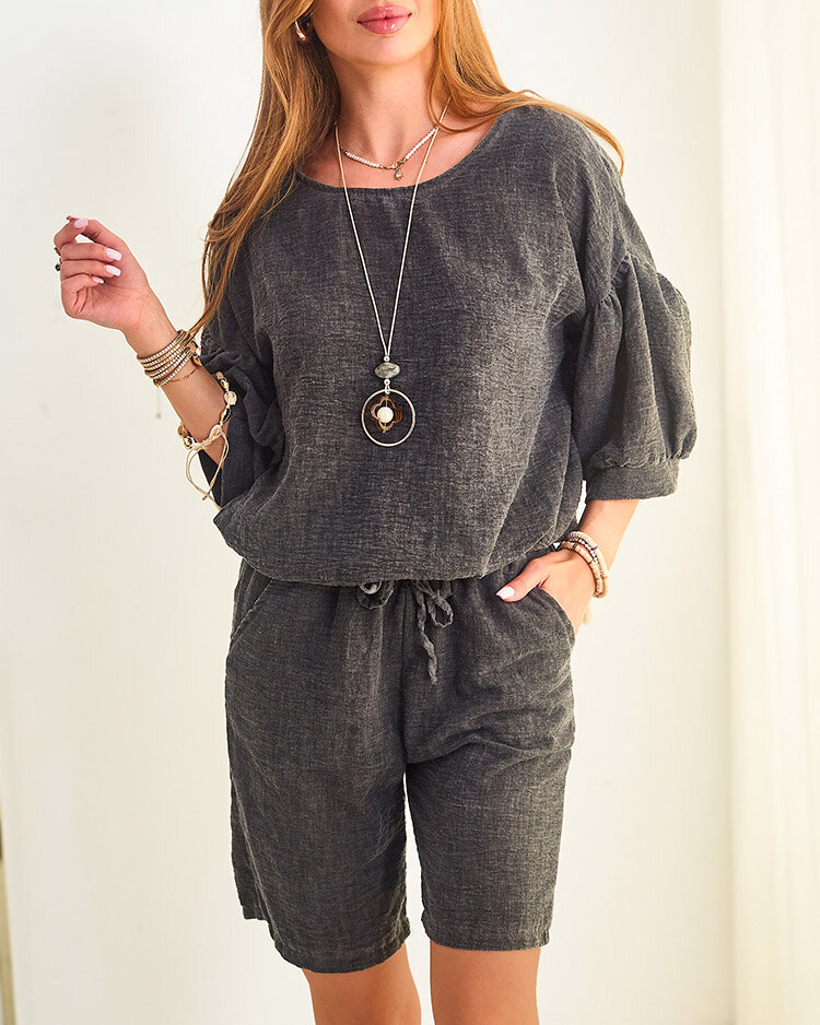 Royalfashion Летний женский комплект из хлопка и льна