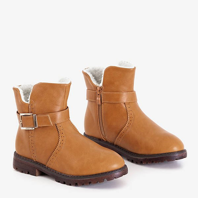 Brązowe dziecięce botki ze sprzączką Romula - Obuwie