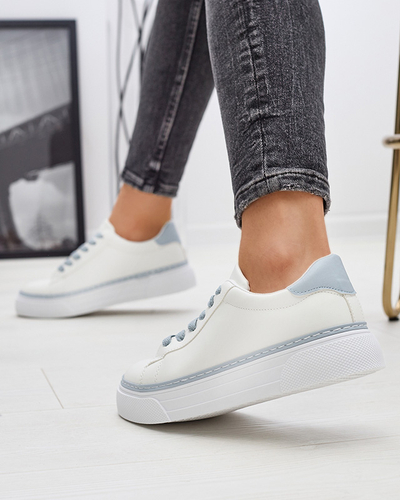 Белые женские спортивные кроссовки с синими вставками Assalia - Обувь