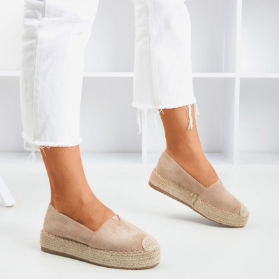 Jasnobrązowe espadryle na platformie Roseanne - Obuwie