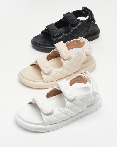 Женские стеганые сандалии черного цвета Acuq - Обувь