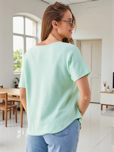 Royalfashion Plonas moterų megztinis trumpomis rankovėmis