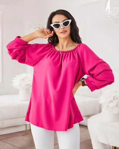 Royalfashion Moteriška palaidinė a'la ispanų su raukšlėmis