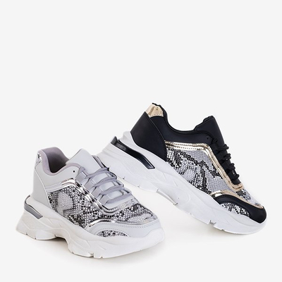 Juodi moteriški sportiniai bateliai su įspaudais a'la gyvatės oda Botar - Avalynė