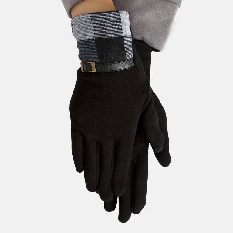 Juodos moteriškos pirštinės su languotu įdėklu - Priedai