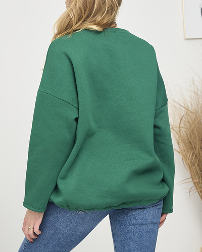 Женская толстовка с надписью темно-зеленого цвета- Одежда