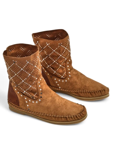 Royalfashion Moteriški anklinės botai su mažu pakulnės ir vyšniais Indijos stilius