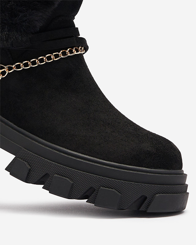 Черные женские сапоги из эко-замши с цепочкой Videric - Обувь