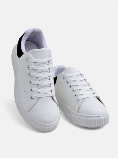 Callista Platform Eco Leather Sneakers for Ladies - White & Black