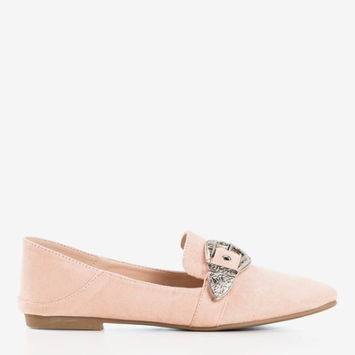 Бледно-розовые лоферы с декоративной пряжкой Kedra - Обувь