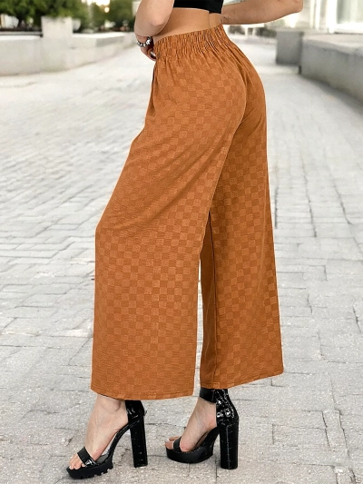 Royalfashion Moteriškos plačios languotos kelnės