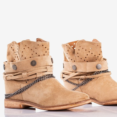 Светло-коричневые женские ботинки на скрытой танкетке Salemi