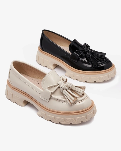 Черные лакированные женские мокасины с кисточками Kaipo- Footwear