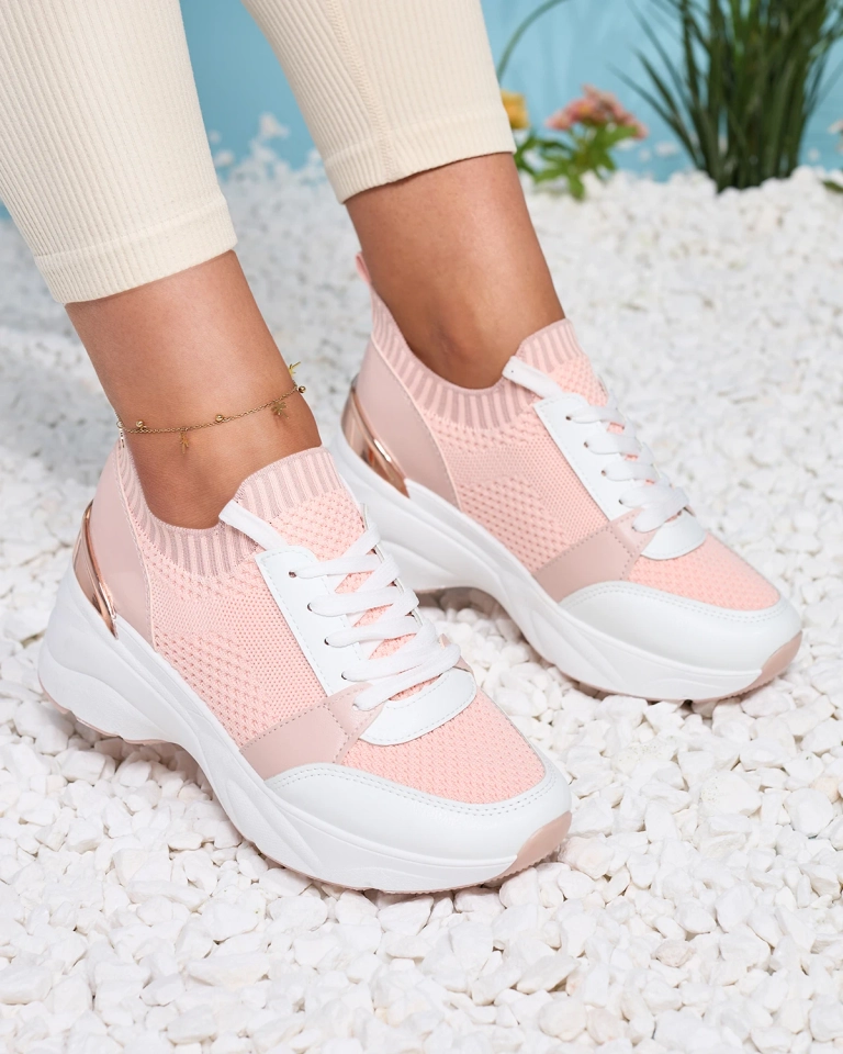 Rausvi moteriški sportiniai bateliai ant kulno Ezetta- Footwear