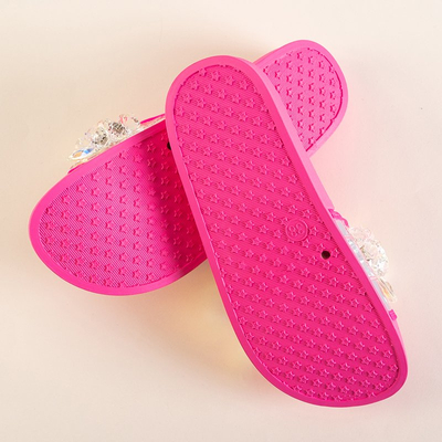 Розовые женские шлепанцы со стразами Halpasi