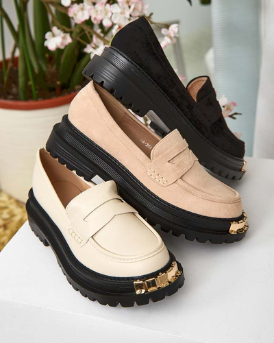 Женские лоферы Aurelia бежевые на платформе 5 см - стильные и удобные