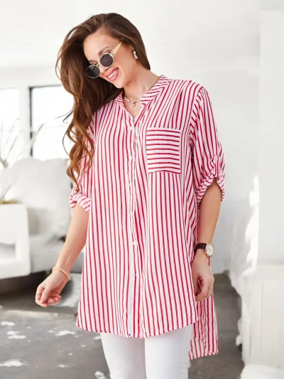 Royalfashion Viskozės ilga moterų juostuota palaidinė