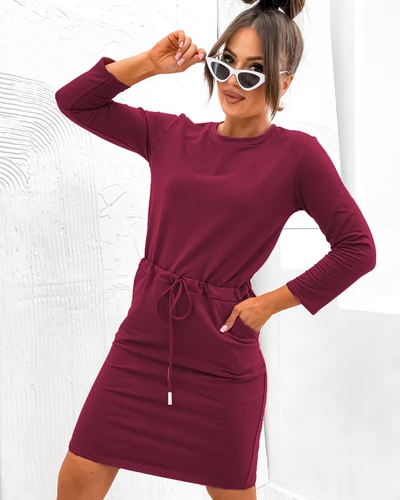 Royalfashion moterų iki kelių ilgio audinio suknelė