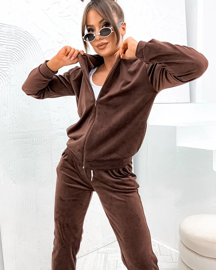 Royalfashion Женский хлопковый а'ля велюровый комплект