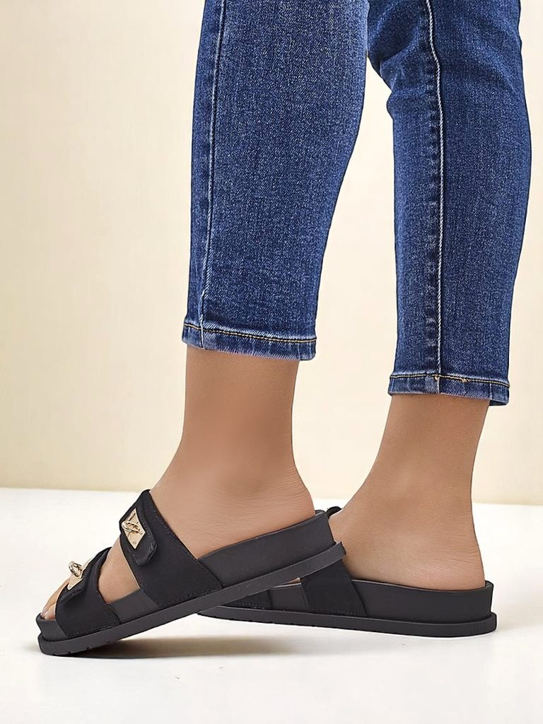 Royalfashion moterų šlepetės su dekoratyvinėmis sagtimis Costes