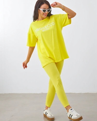 Royalfashion medvilninis moterų komplektas su trumpomis rankovėmis ir legingais