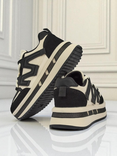 Selene Nero Black Eco-Leather Platform Sneakers for Women