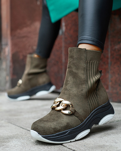 Žali moteriški apšiltinti ekovamzos batai Cuzitta- Avalynė