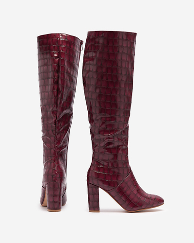 Moteriški bordo spalvos bateliai su įspaudais Mastiu- Avalynė