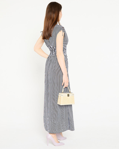 Женское черное платье макси в полоску - Одежда