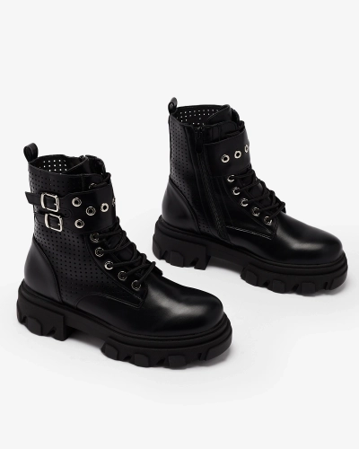 Royalfashion Черные женские ботинки-багги Broues