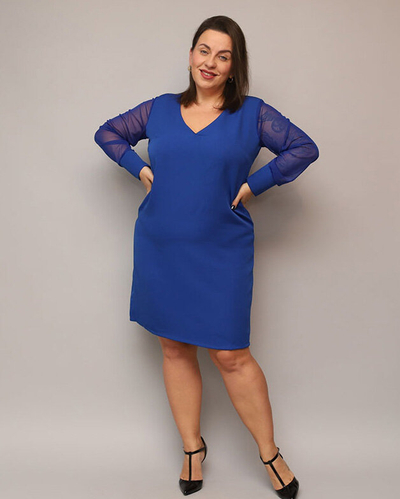 Blizganti žalia suknelė iki kelių PLUS SIZE- Drabužiai