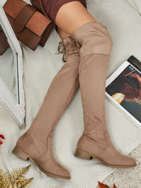 Moteriški ilgaauliai virš kelių eko zomšiniai Denvoria