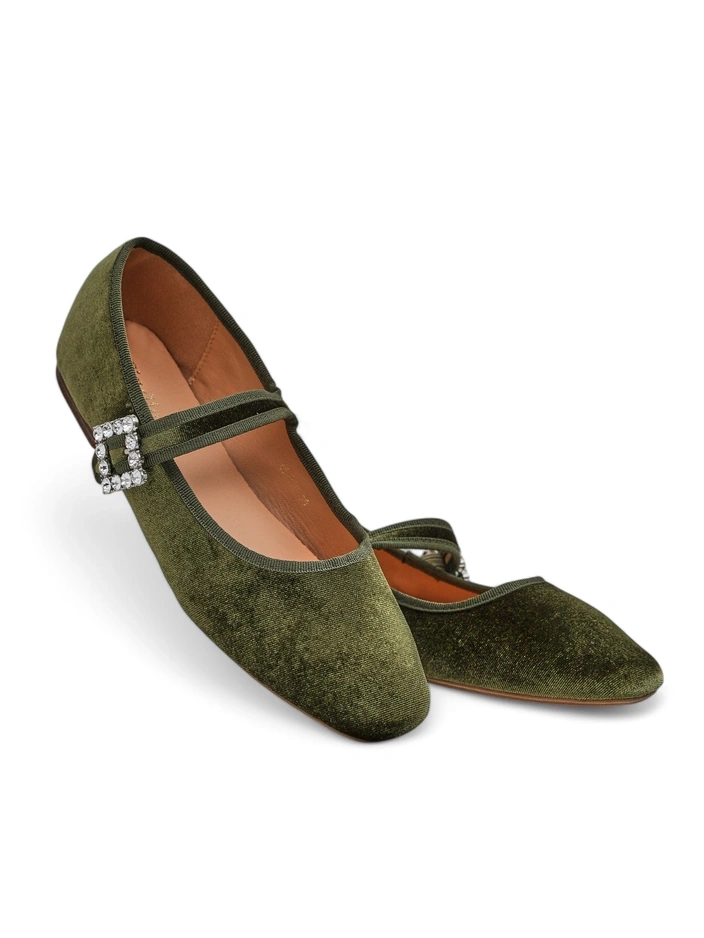 Royalfashion Женские балетки а-ля велюр с пряжкой и ремешком Enribes