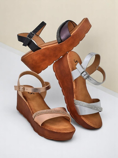 Женские wedges-сандалии Royalfashion с Rhinestones и блестками Aurora Glow
