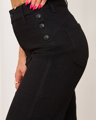 Royalfashion Черные женские джинсовые брюки с колоколом внизу