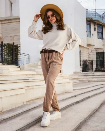 Простые брюки для женщин Royalfashion из материала, напоминающего вельвет