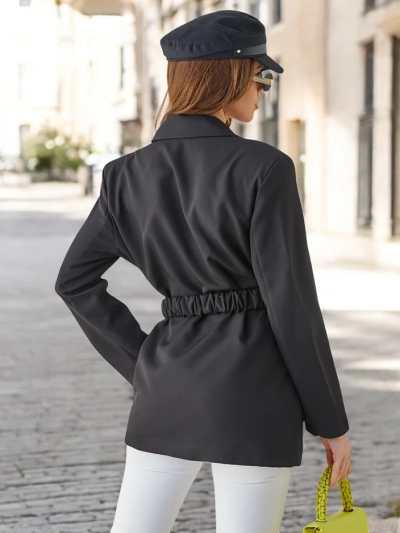 Женская куртка Royalfashion с поясом и декоративным цветком