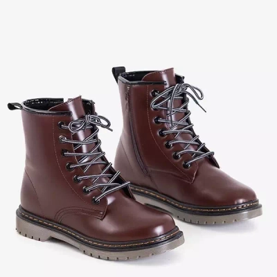 OUTLET Tamsiai rudi moteriški ekologiškos odos batai Lesita - Batai