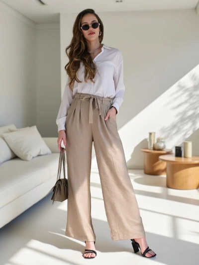 Royalfashion Женские широкие брюки с ремнём