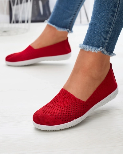 Ažūriniai raudono audinio sportbačiai Sadola - Avalynė