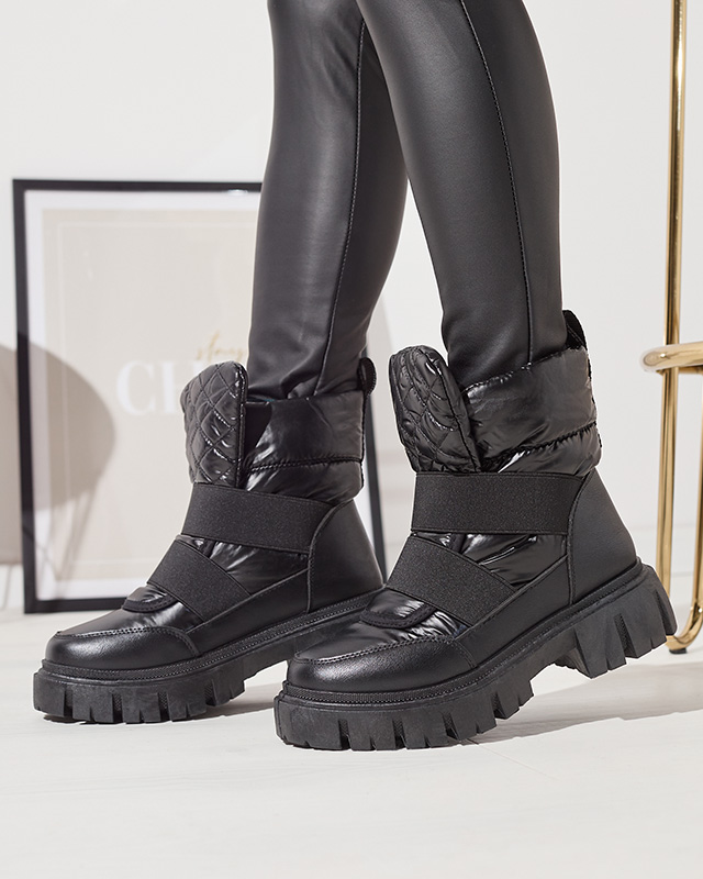 Женские сноубутсы на плоской подошве черного цвета Ferory- Footwear