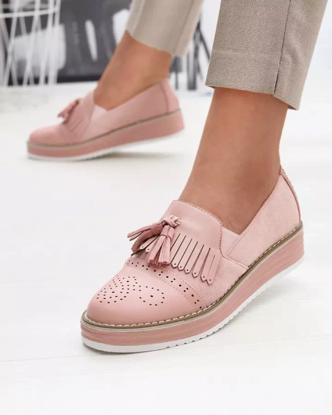 Rausvi moteriški pusbačiai žema pakulne "Veolita- Footwear"