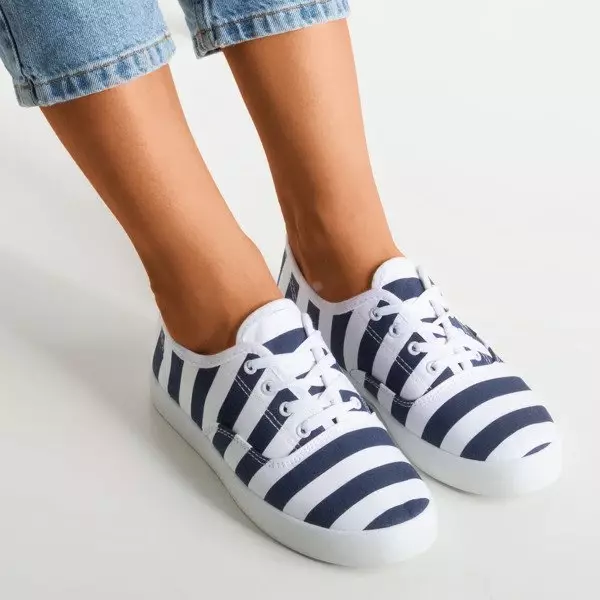 OUTLET Темно-синие женские кроссовки в полоску Seashell - Обувь