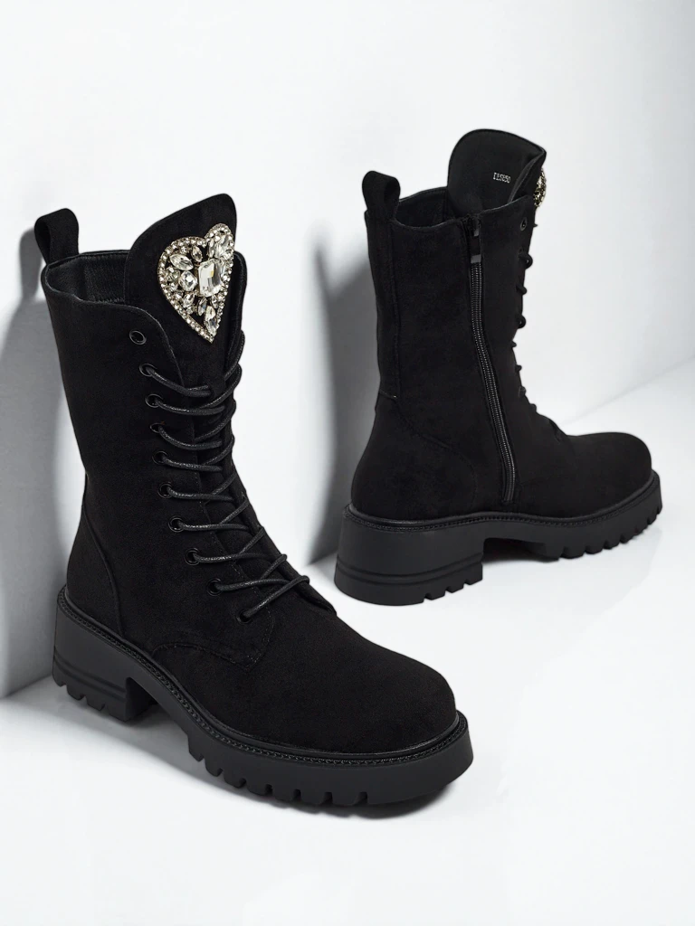 Эко-замшевые женские ботинки на шнуровке Emelune