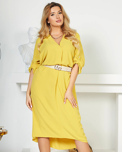 Geltona moteriška oversize midi suknelė - Drabužiai