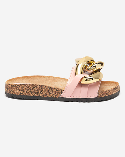 Rožinės moteriškos šlepetės su Sofig- Footwear dekoracija