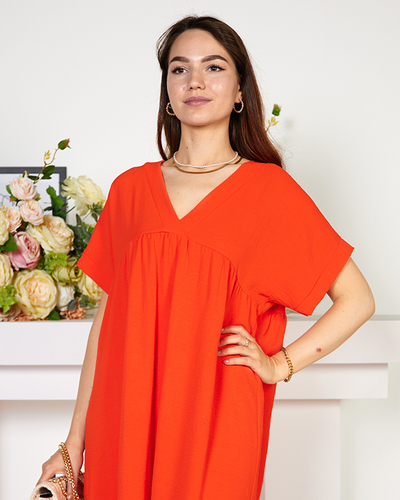 Темно-оранжевое пляжное платье миди