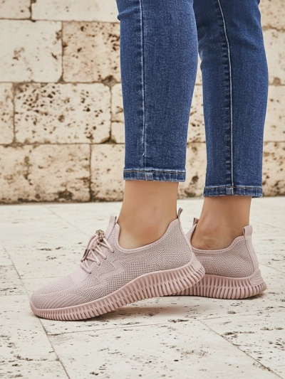 Aurelia Rosa – damskie sportowe buty Royalfashion z tkaniny, różowe, płaski obcas