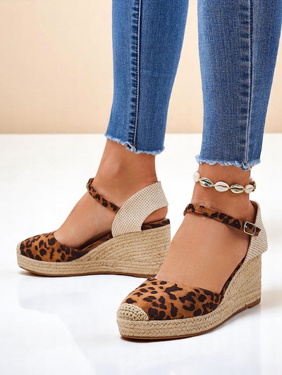 Aurelia Leopard Танкетки Royalfashion женские эко-кожа верблюжий
